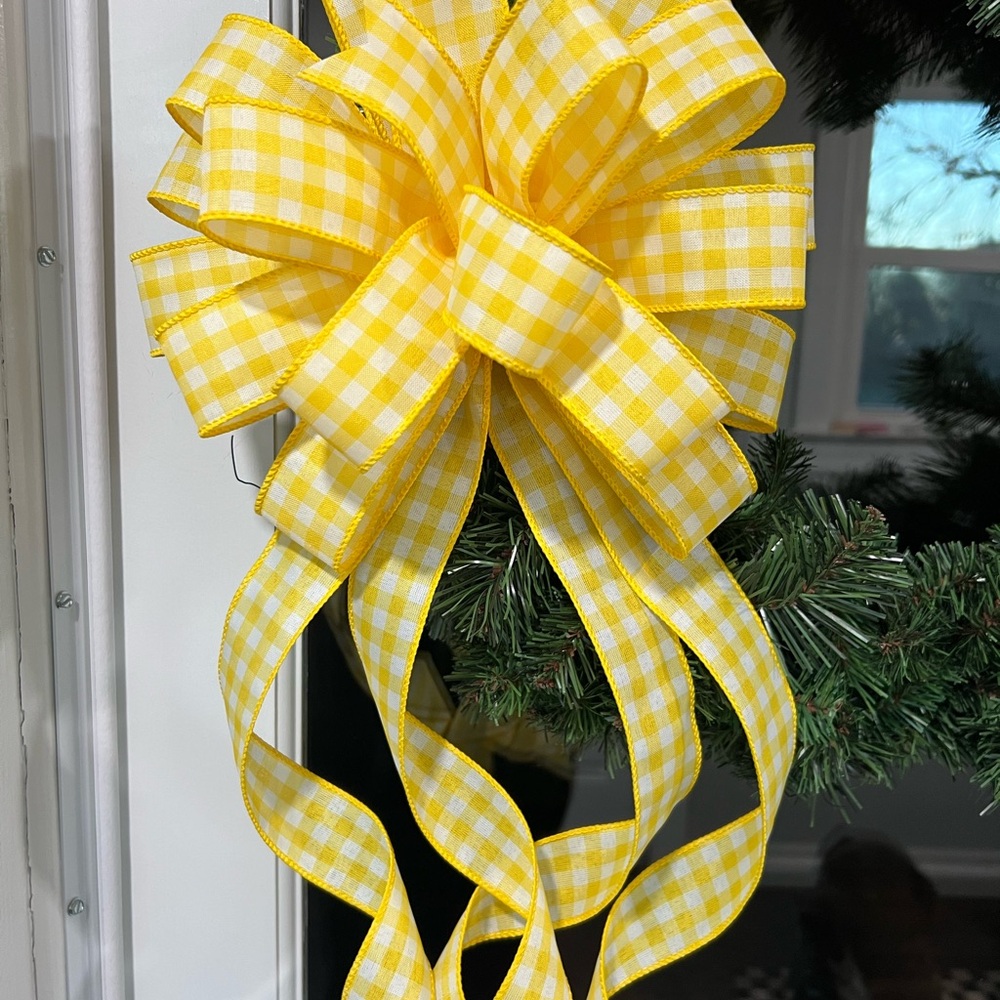 Yellow Gingham Easter Spring Holiday Bow